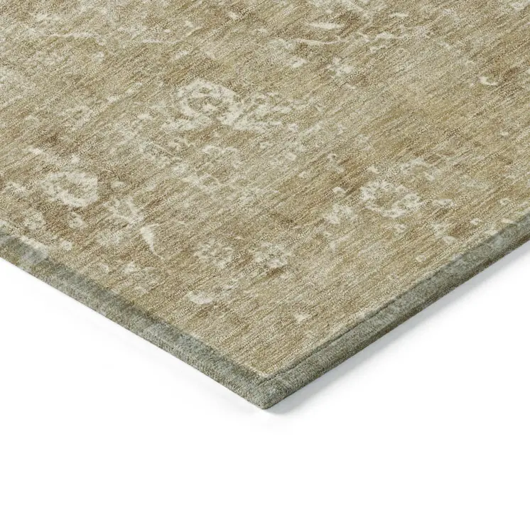10' X 14' Ivory And Beige Medallion Washable Indoor Outdoor Area Rug