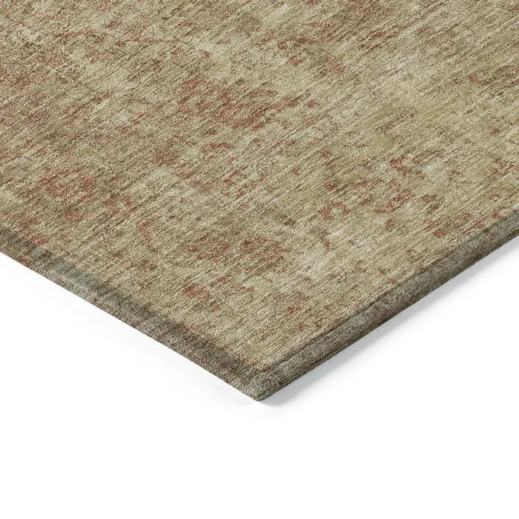 8' Rust And Beige Round Medallion Washable Indoor Outdoor Area Rug