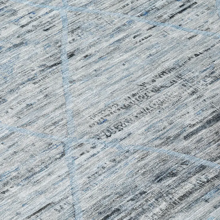 8' Blue And Gray Round Trellis Washable Indoor Outdoor Area Rug