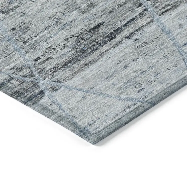 8' X 10' Blue And Gray Trellis Washable Indoor Outdoor Area Rug