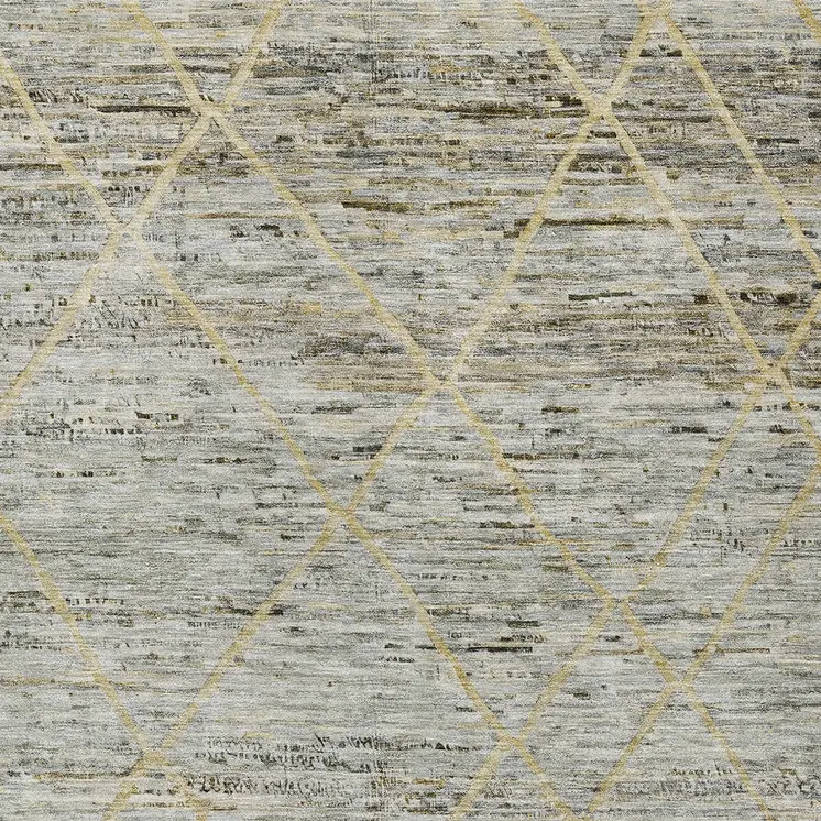 8' X 10' Pewter And Gold Trellis Washable Indoor Outdoor Area Rug