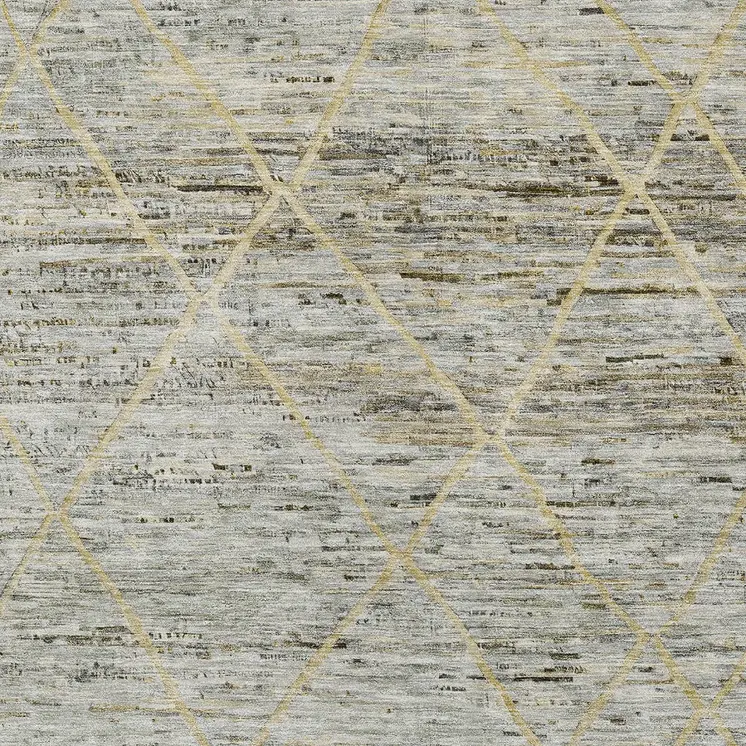 10' X 14' Pewter And Gold Trellis Washable Indoor Outdoor Area Rug