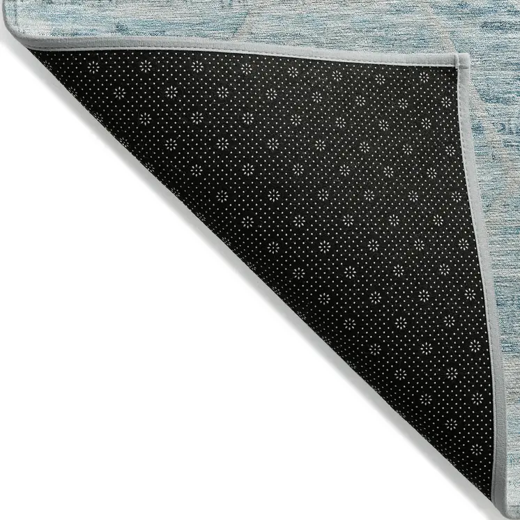 3' X 5' Teal Blue And Ivory Trellis Washable Indoor Outdoor Area Rug