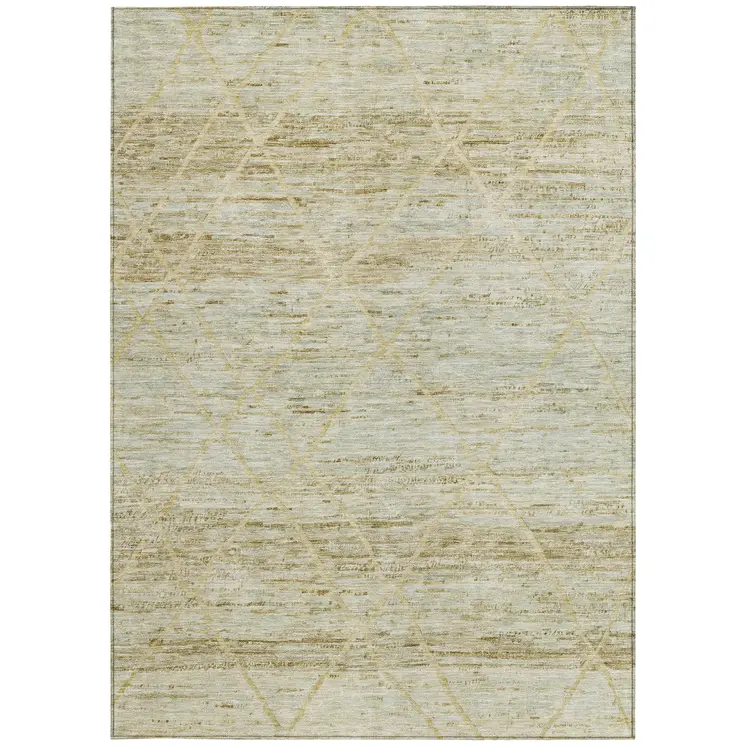 5' X 8' Wheat And Gold Trellis Washable Indoor Outdoor Area Rug