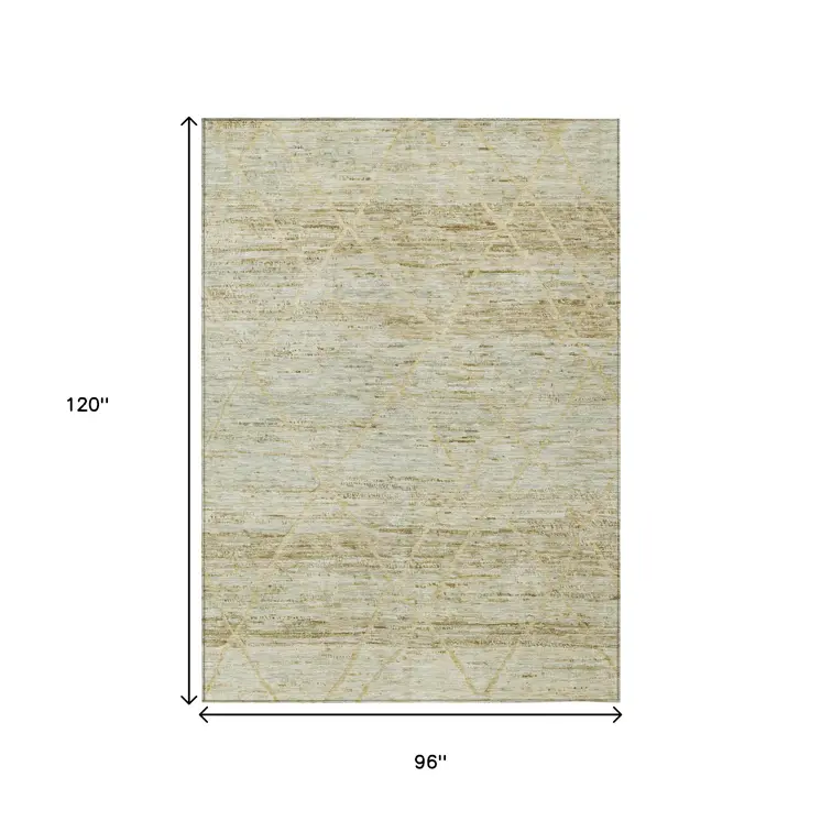 8' X 10' Wheat And Gold Trellis Washable Indoor Outdoor Area Rug