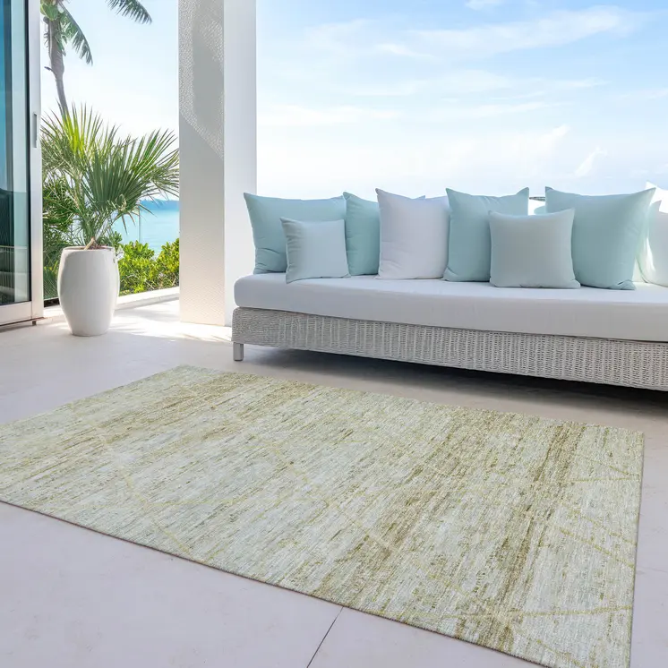 8' X 10' Wheat And Gold Trellis Washable Indoor Outdoor Area Rug