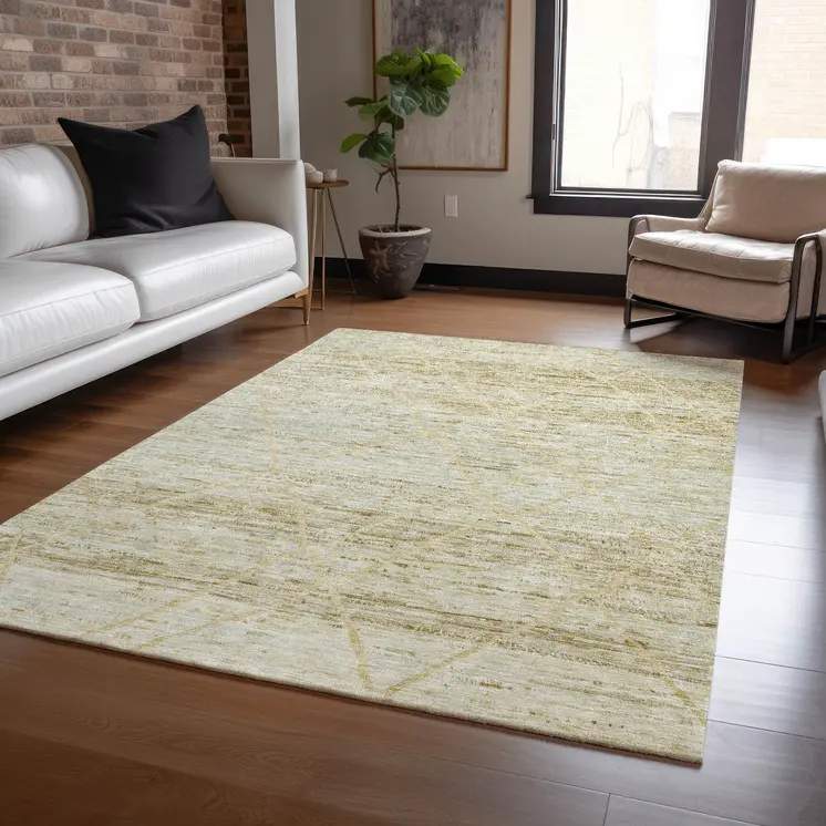 8' X 10' Wheat And Gold Trellis Washable Indoor Outdoor Area Rug