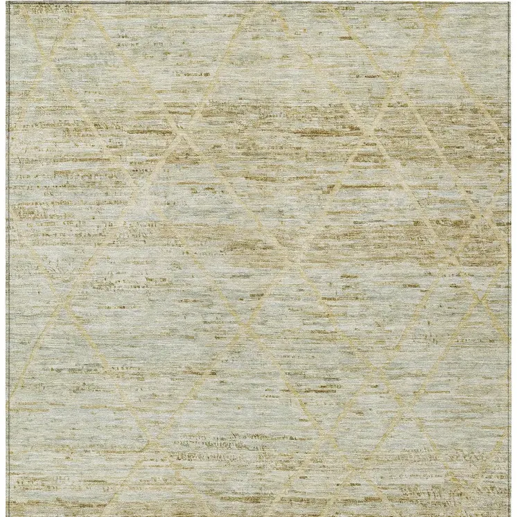 9' X 12' Wheat And Gold Trellis Washable Indoor Outdoor Area Rug