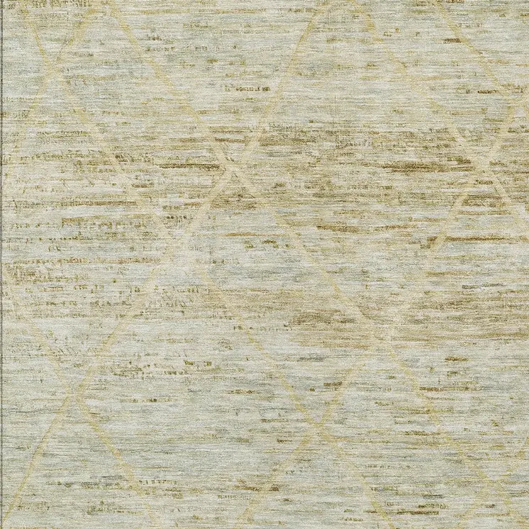 9' X 12' Wheat And Gold Trellis Washable Indoor Outdoor Area Rug