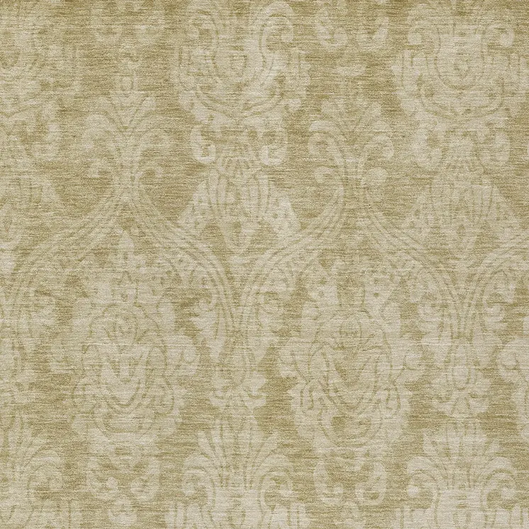 5' X 8' Tan And Beige Damask Washable Indoor Outdoor Area Rug