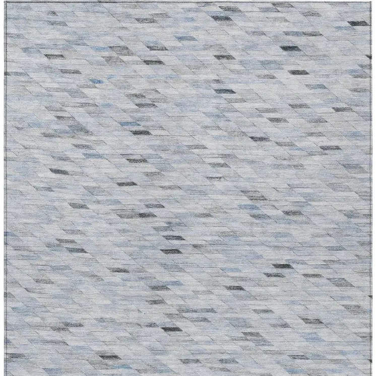 5' X 8' Blue And Gray Geometric Washable Indoor Outdoor Area Rug