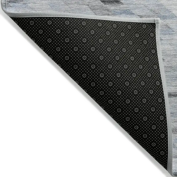 5' X 8' Blue And Gray Geometric Washable Indoor Outdoor Area Rug