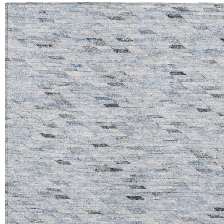 5' X 8' Blue And Gray Geometric Washable Indoor Outdoor Area Rug