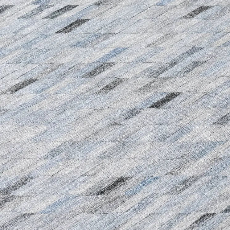 8' Blue And Gray Round Geometric Washable Indoor Outdoor Area Rug