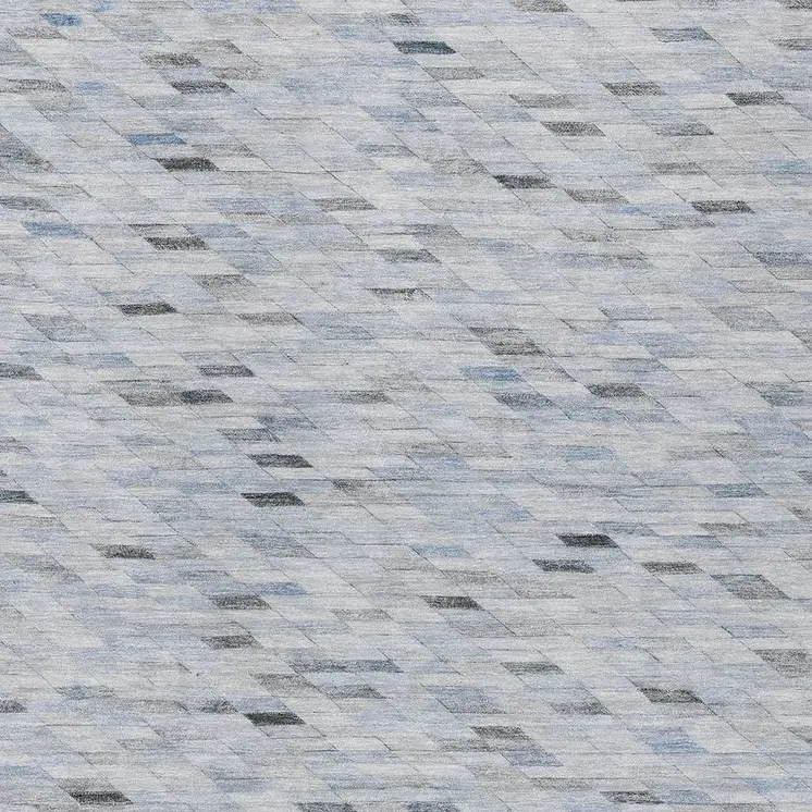 8' X 10' Blue And Gray Geometric Washable Indoor Outdoor Area Rug