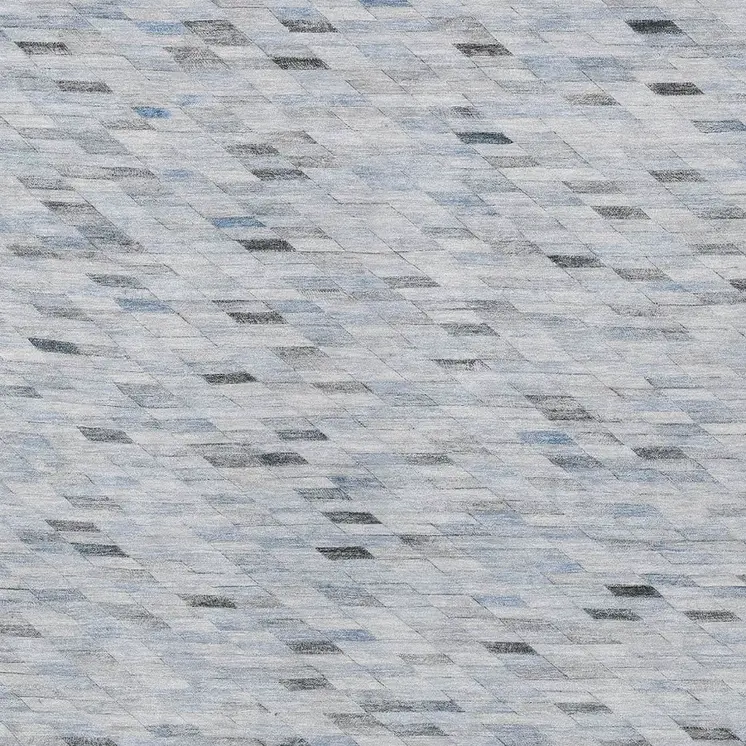 9' X 12' Blue And Gray Geometric Washable Indoor Outdoor Area Rug