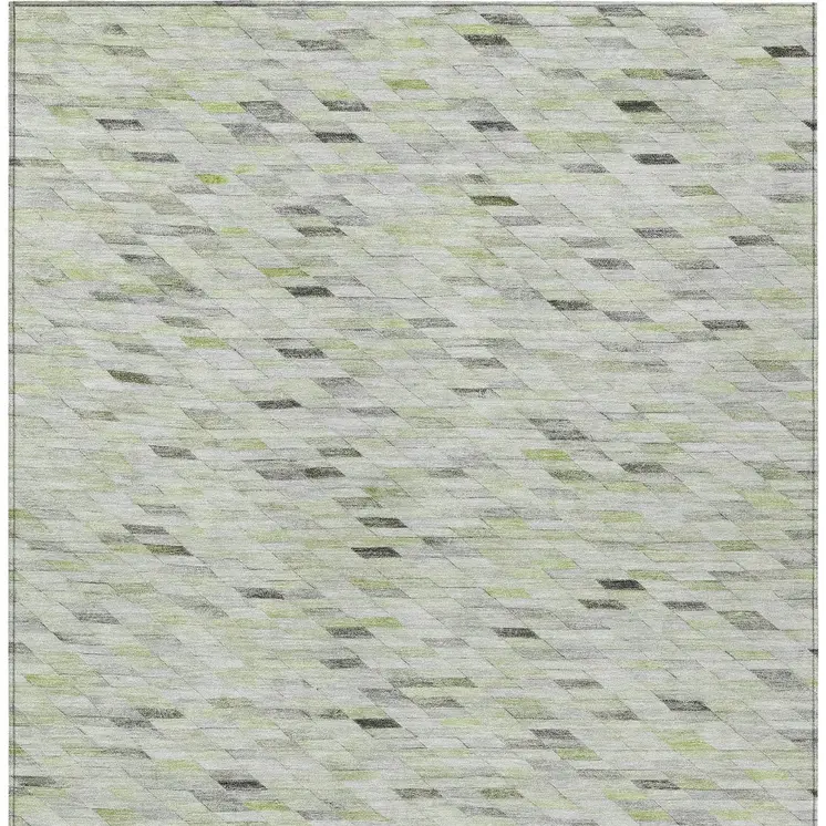 5' X 8' Green And Gray Geometric Washable Indoor Outdoor Area Rug