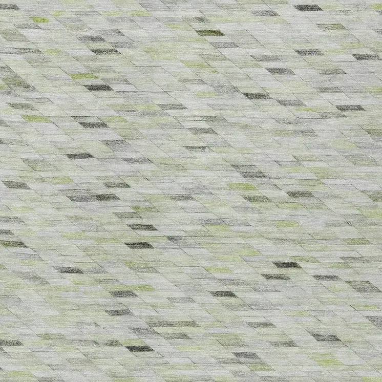 5' X 8' Green And Gray Geometric Washable Indoor Outdoor Area Rug