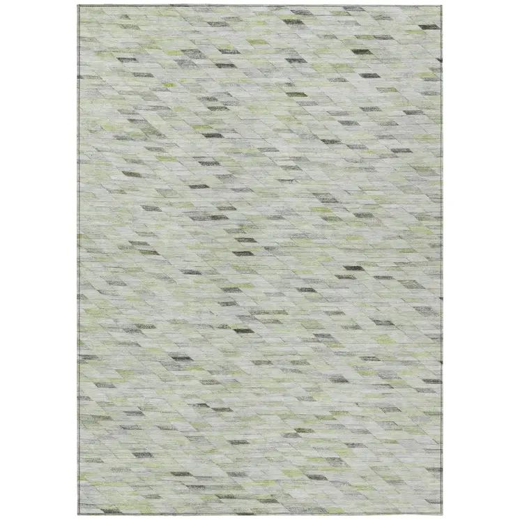 8' X 10' Green And Gray Geometric Washable Indoor Outdoor Area Rug