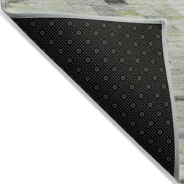 8' X 10' Green And Gray Geometric Washable Indoor Outdoor Area Rug