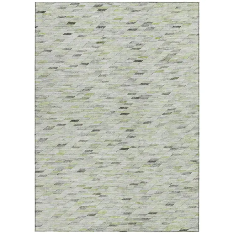 9' X 12' Green And Gray Geometric Washable Indoor Outdoor Area Rug