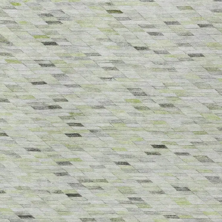 9' X 12' Green And Gray Geometric Washable Indoor Outdoor Area Rug
