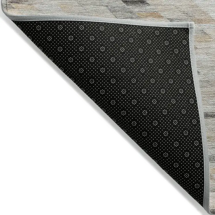5' X 8' Linen And Gray Geometric Washable Indoor Outdoor Area Rug