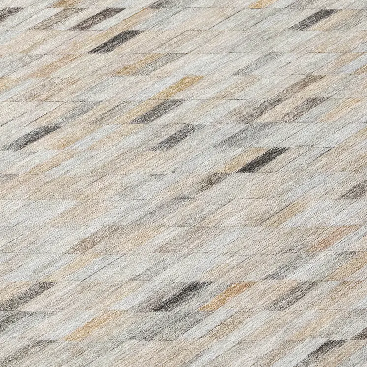8' Linen And Gray Round Geometric Washable Indoor Outdoor Area Rug