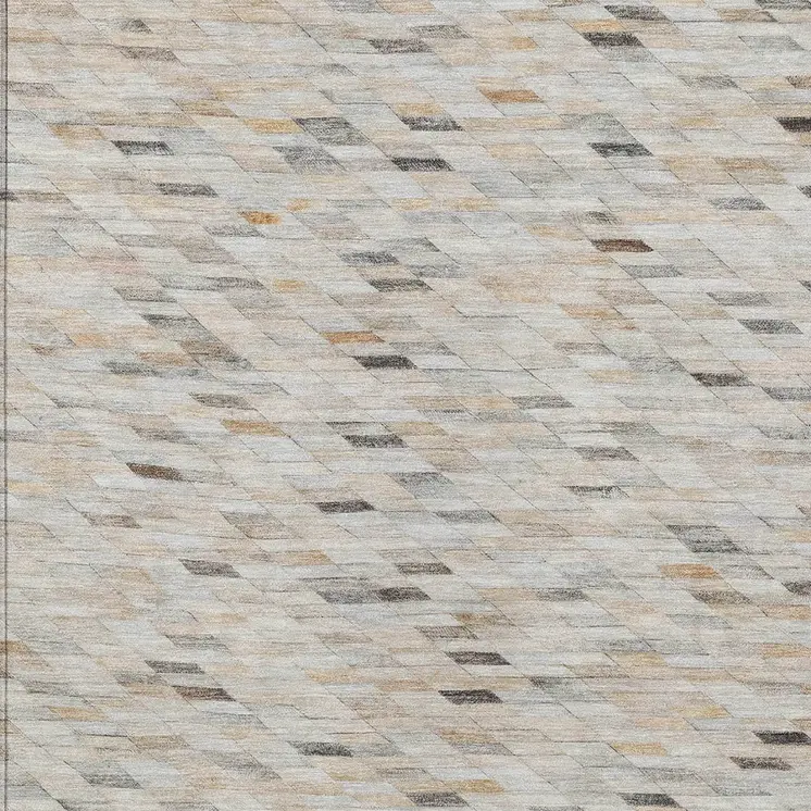 9' X 12' Linen And Gray Geometric Washable Indoor Outdoor Area Rug