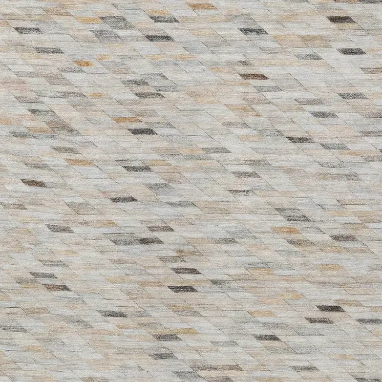 10' X 14' Linen And Gray Geometric Washable Indoor Outdoor Area Rug