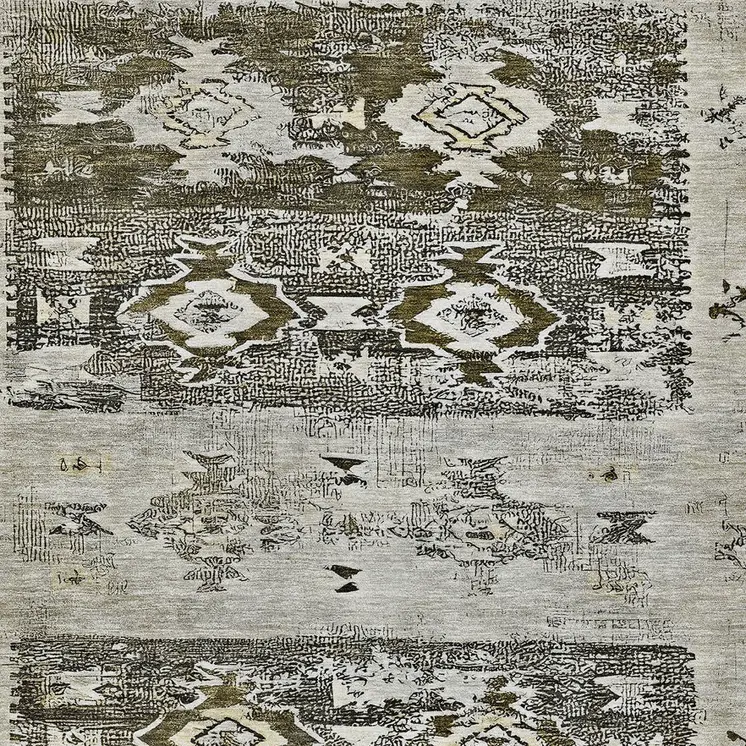 8' X 10' Brown And Ivory Aztec Washable Indoor Outdoor Area Rug