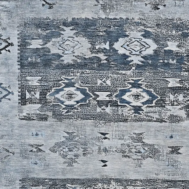 9' X 12' Blue And Denim Blue Aztec Washable Indoor Outdoor Area Rug