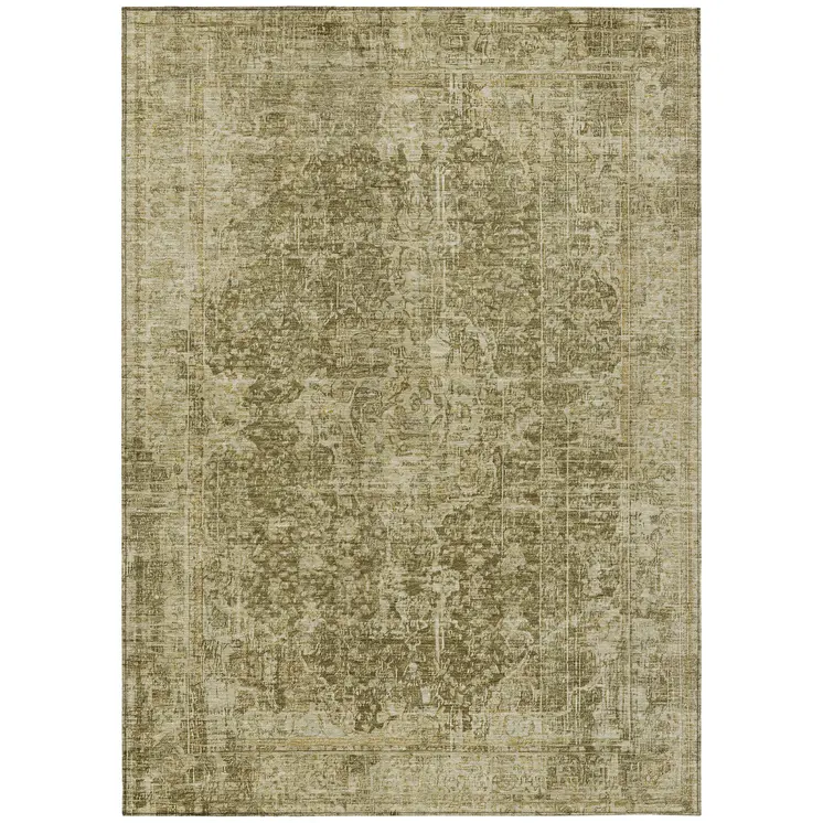 3' X 5' Brown And Beige Abstract Washable Indoor Outdoor Area Rug