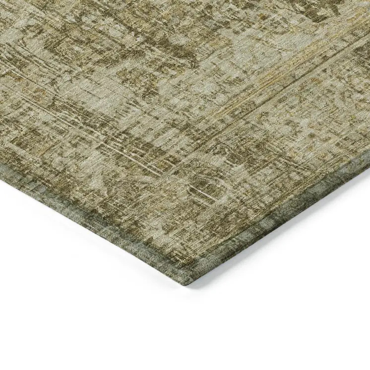 3' X 5' Brown And Beige Abstract Washable Indoor Outdoor Area Rug