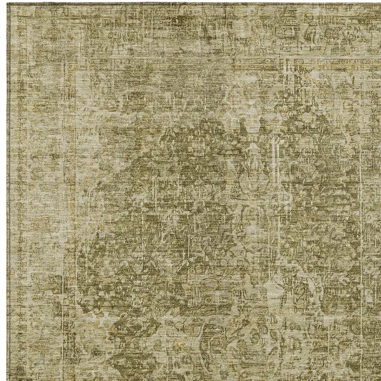 3' X 5' Brown And Beige Abstract Washable Indoor Outdoor Area Rug