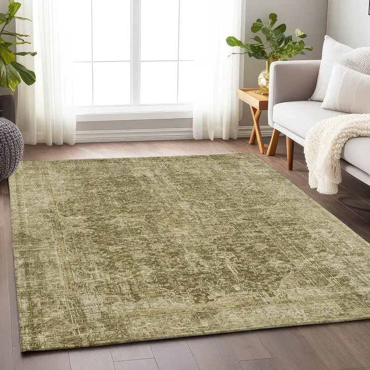 9' X 12' Brown And Beige Abstract Washable Indoor Outdoor Area Rug