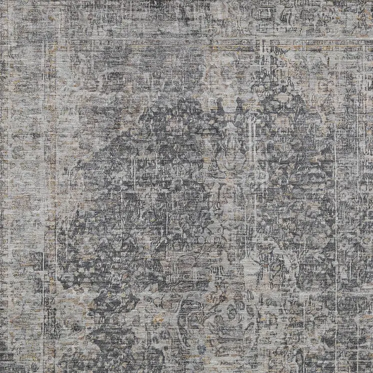 3' X 5' Charcoal And Silver Abstract Washable Indoor Outdoor Area Rug