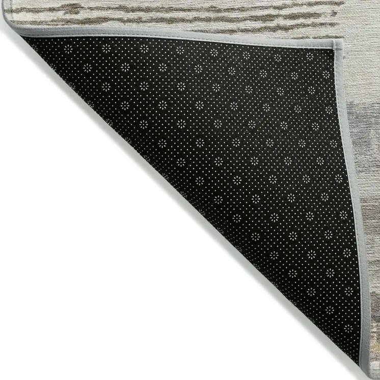 3' X 5' Linen Taupe And Ivory Striped Washable Indoor Outdoor Area Rug