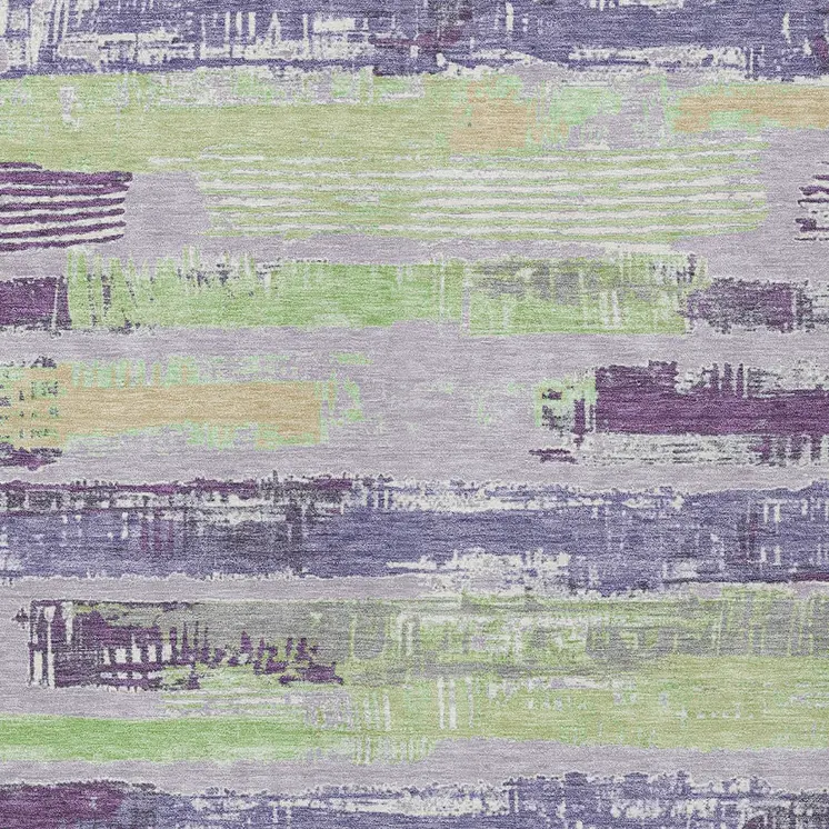 10' X 14' Lavender Purple And Green Striped Washable Indoor Outdoor Area Rug