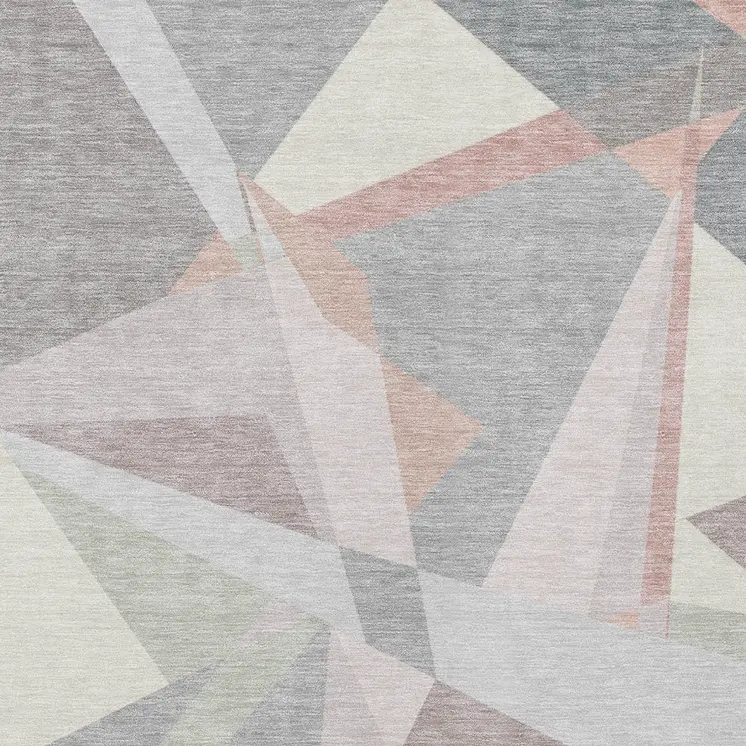 5' X 8' Blush Ivory And Gray Geometric Washable Indoor Outdoor Area Rug
