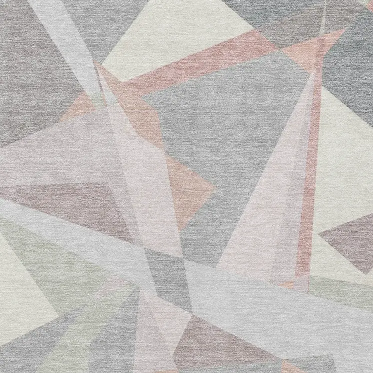 8' X 10' Blush Ivory And Gray Geometric Washable Indoor Outdoor Area Rug