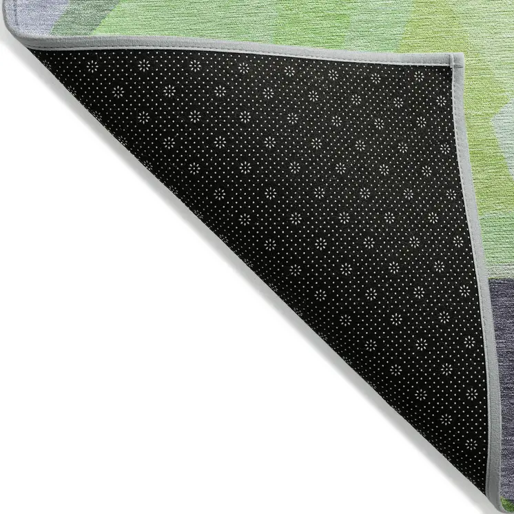 3' X 5' Lavender Lime Green And Beige Geometric Washable Indoor Outdoor Area Rug