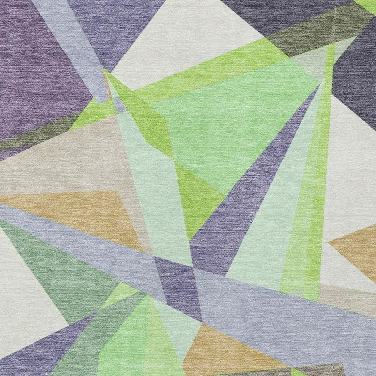 5' X 8' Lavender Lime Green And Beige Geometric Washable Indoor Outdoor Area Rug