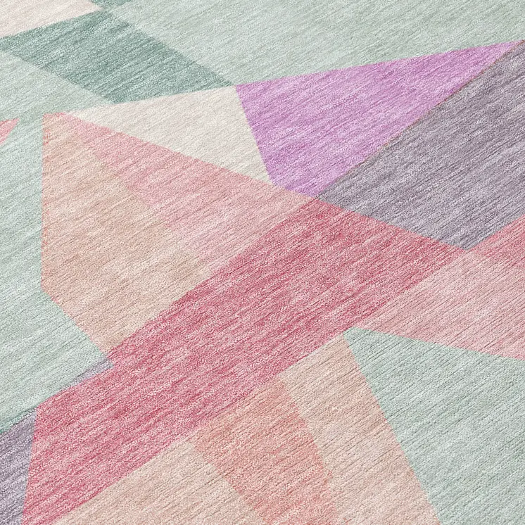 8' Pale Aqua Blush And Burgundy Round Geometric Washable Indoor Outdoor Area Rug