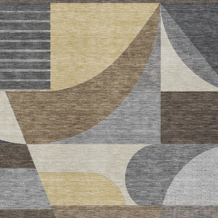 10' X 14' Brown Taupe And Wheat Geometric Washable Indoor Outdoor Area Rug