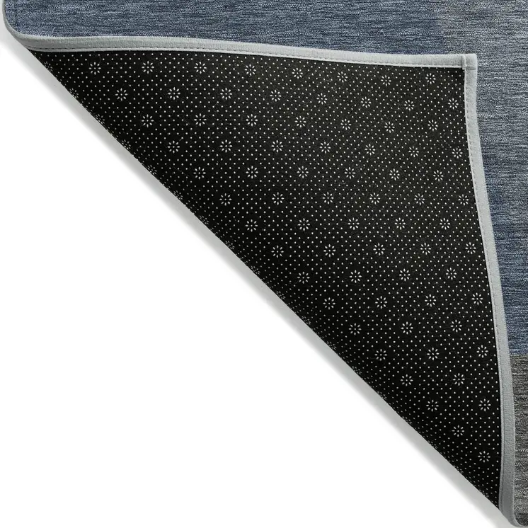5' X 8' Gray Blue And Ivory Geometric Washable Indoor Outdoor Area Rug