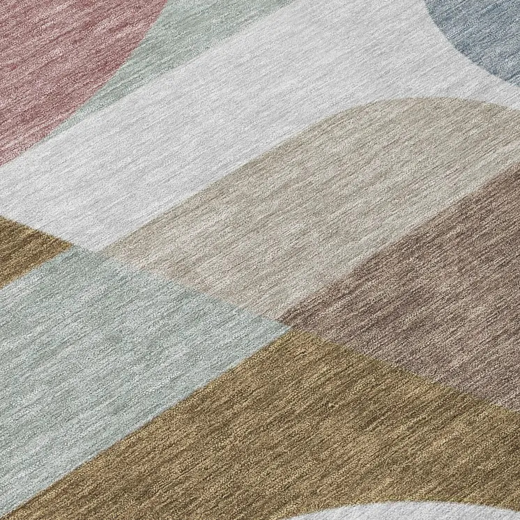 8' Brown Ivory And Mauve Round Geometric Washable Indoor Outdoor Area Rug