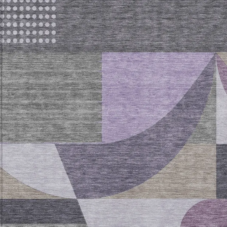 3' X 5' Purple Gray And Beige Geometric Washable Indoor Outdoor Area Rug