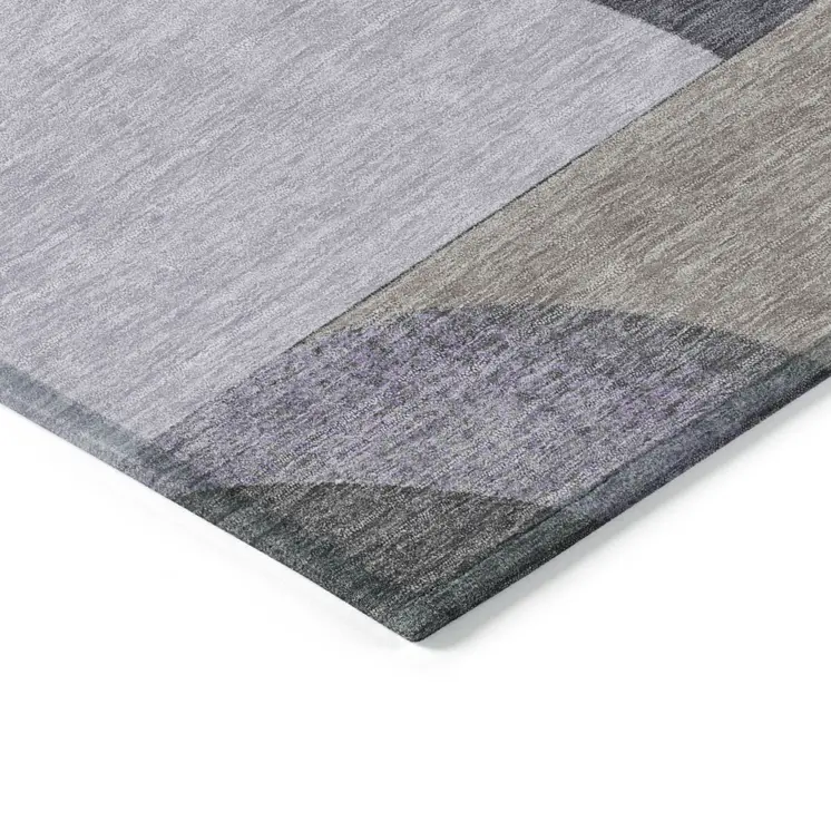 8' X 10' Purple Gray And Beige Geometric Washable Indoor Outdoor Area Rug