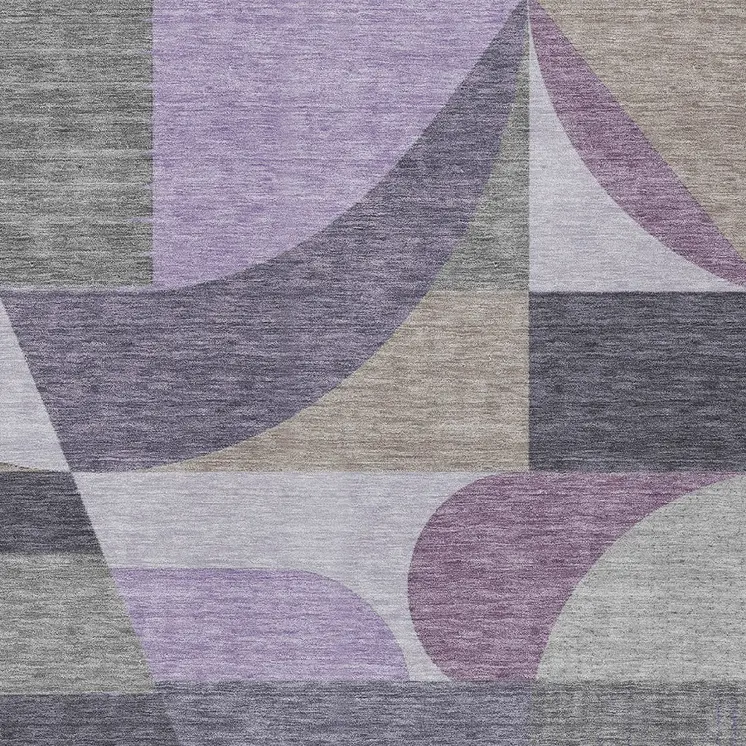 8' X 10' Purple Gray And Beige Geometric Washable Indoor Outdoor Area Rug